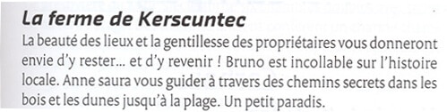 article sur notre maison d'hôtes